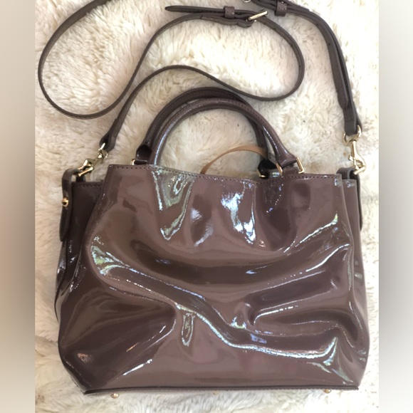 Dooney & Bourke Patent Leather Small Brenna Satchel Dark Brown Strap - Picture 8 of 15